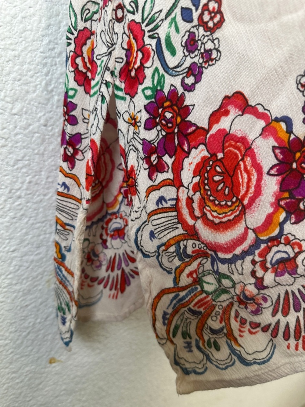 Bila Boho Hippie Floral Long Kimono Duster Cover-Up Cardigan XS/S Lace Trim - Picture 5 of 12